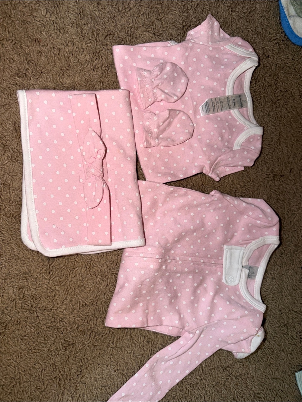 Pink Polka Dot Baby Matching Set - 3 Piece